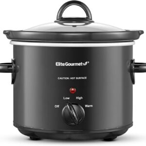AUCT 13719 - Elite Gourmet MST-350B Electric Slow Cooker, Adjustable Temp