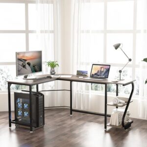 AUCT 12026 - $129 Lantz L-Shaped Metal Base Computer Desk - Color (Top/Fr