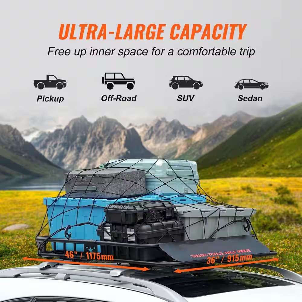 AUCT 14264 - $90 Roof Rack Cargo Basket, 46 x 36 x 4.5 in. Rooftop Cargo - Image 4