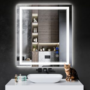 AUCT 14387m - $176 36"x32" LED Bathroom Mirror with Anti-Fog, Stepless Dim