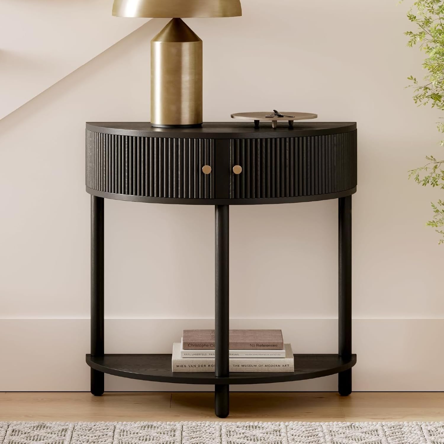 AUCT 14221 - $120 Stead Entryway Table Fluted Half Moon Console - Semicir