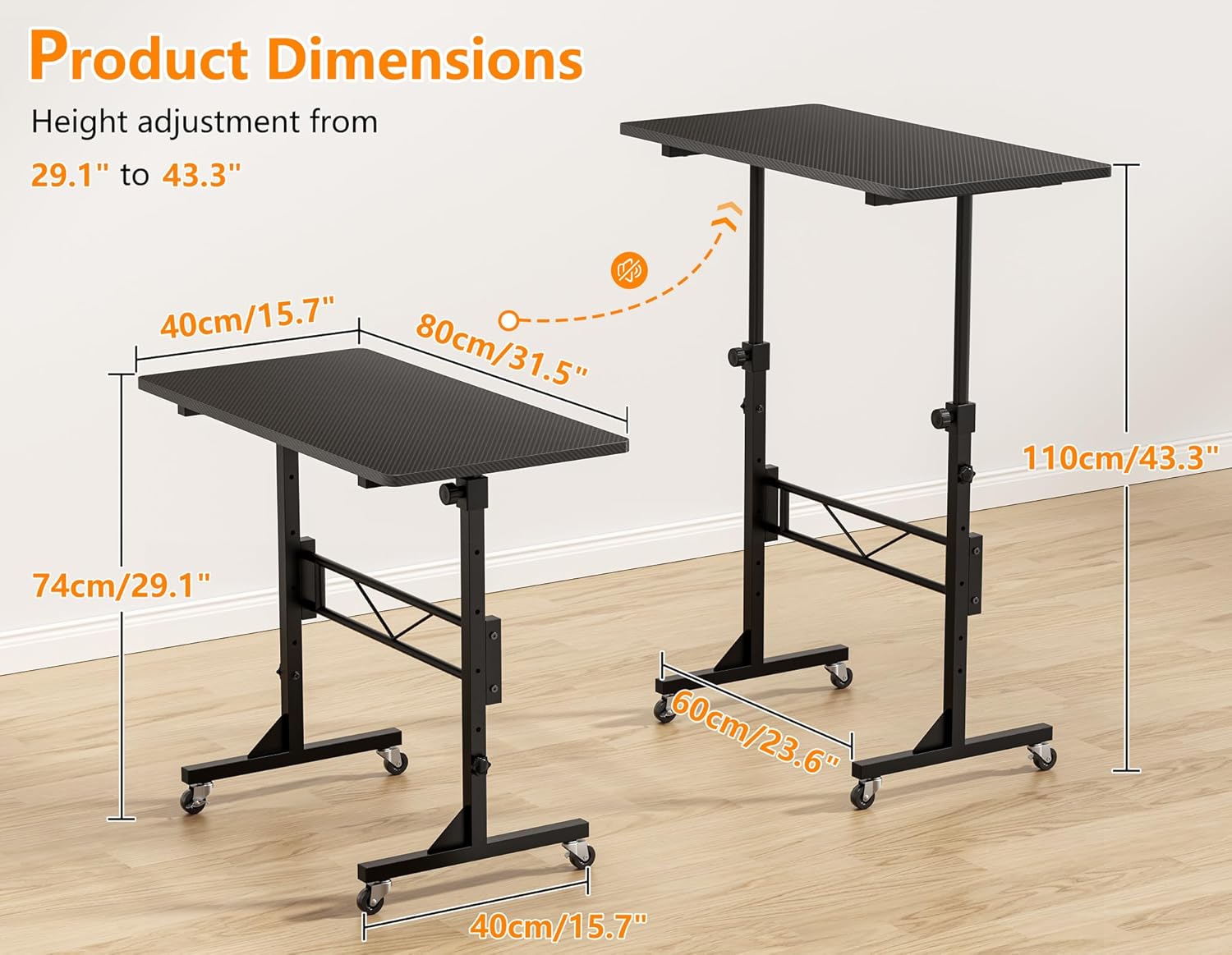 AUCT 13919 - HOMIDEC Standing Desk, 32 Inch Portable Small Desk Adjustabl - Image 3