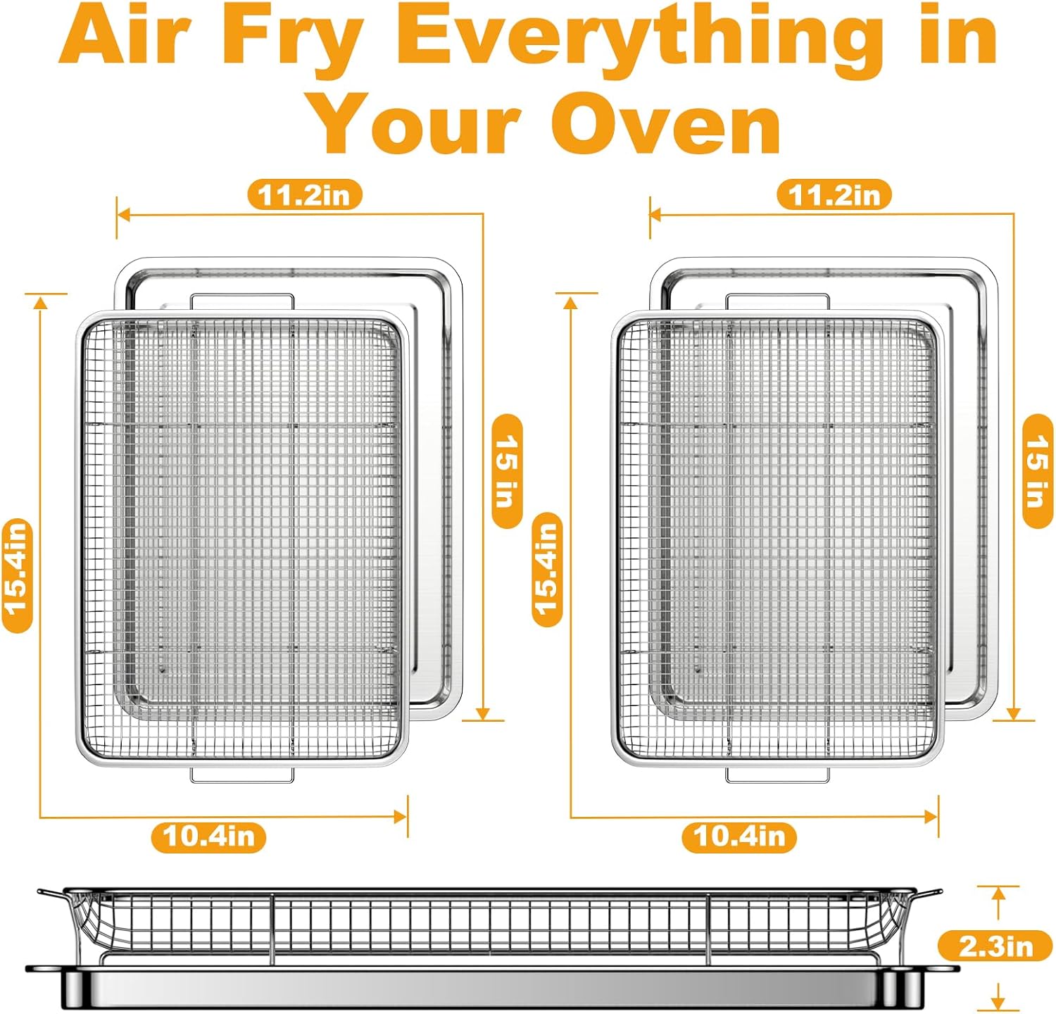 AUCT 13370 - DONGULI Air Fryer Basket Oven - 2 Set Large Air Fryer Basket - Image 3