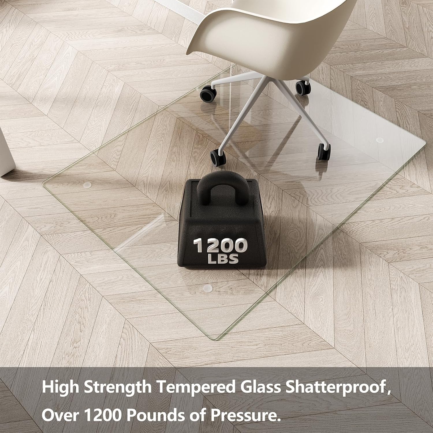 AUCT 14378mm - $137 Koonmi Glass Chair Mat for Carpet, 36"x48" Tempered Gla - Image 2