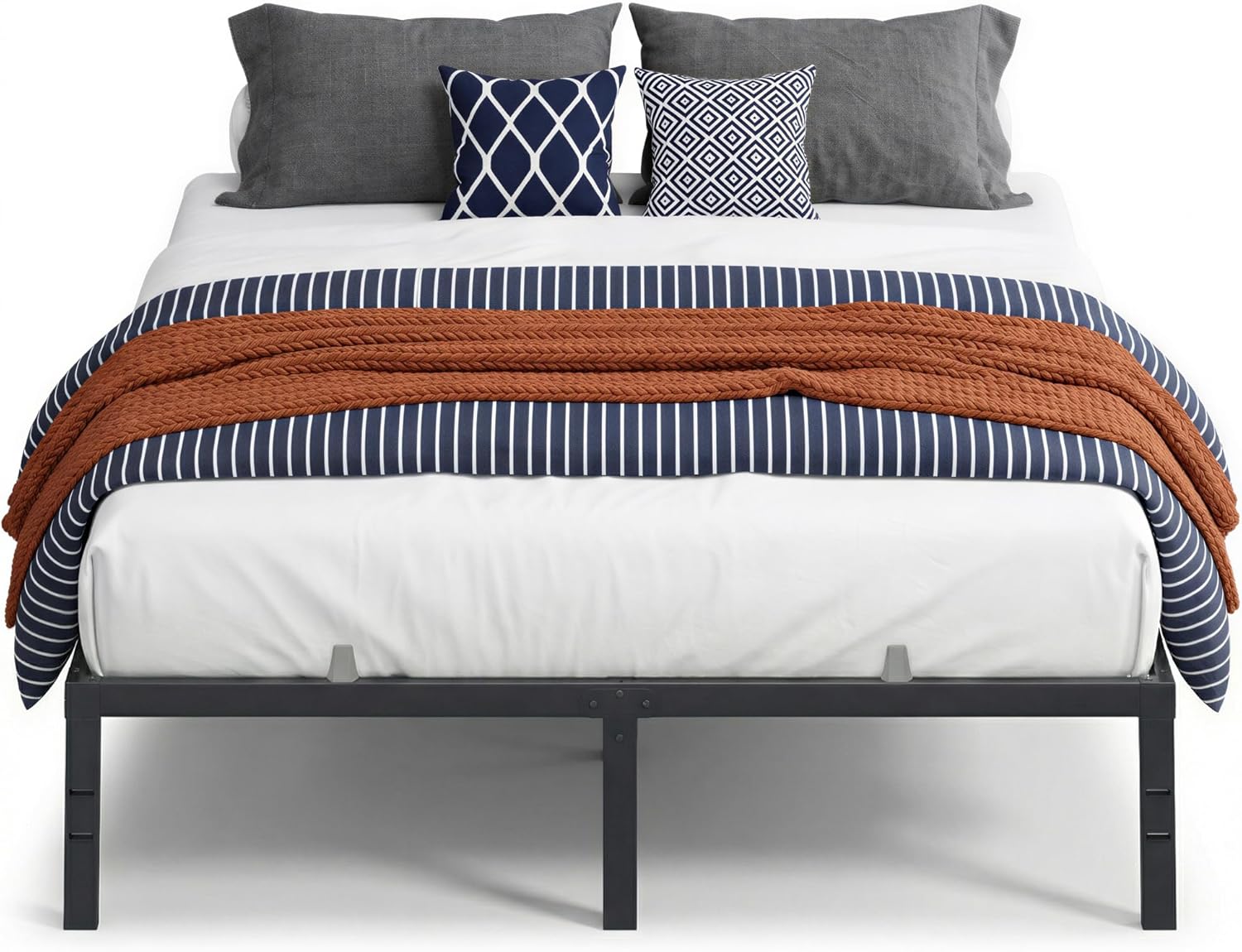 AUCT 12370 - $57 VASAGLE Queen Metal Bed Frame 14 Inches Tall, 1100 lb We