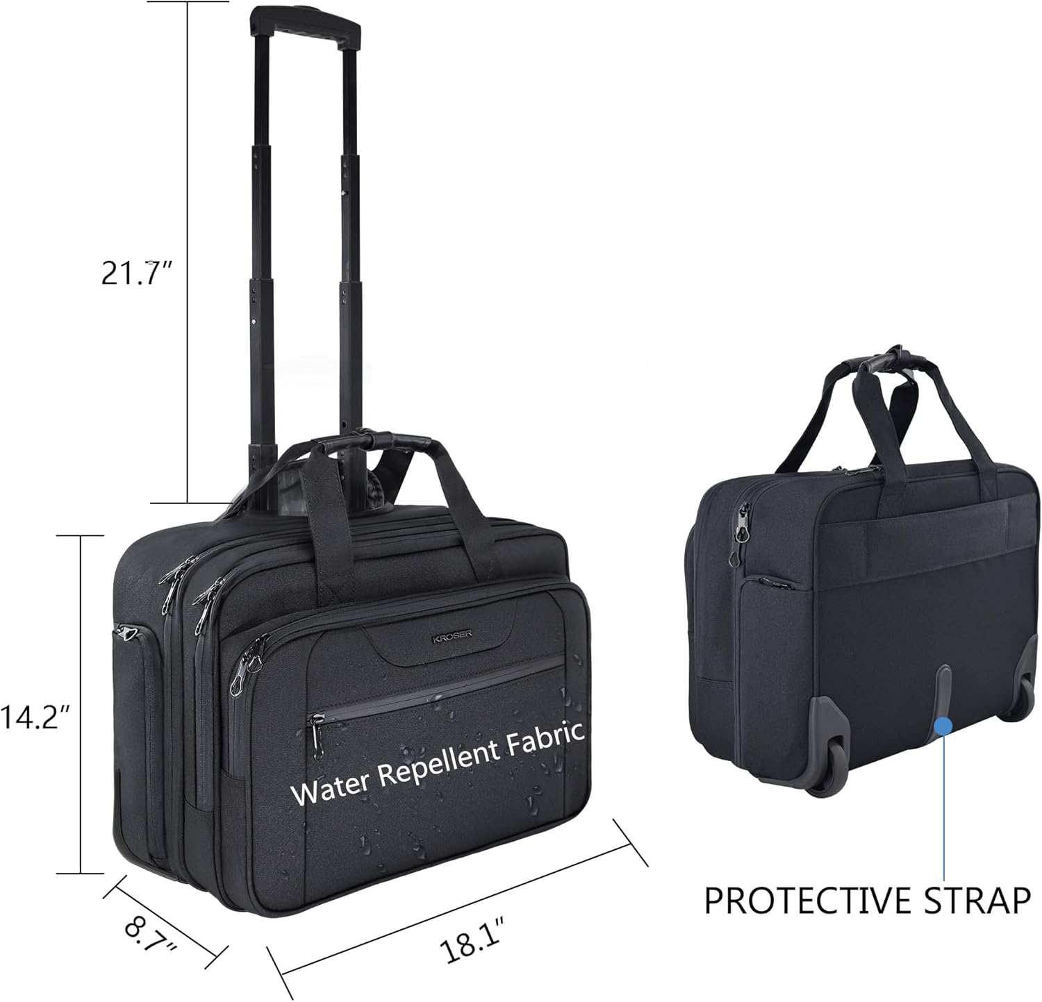 AUCT 13265 - $74 KROSER Rolling Laptop Bag Premium Wheeled Briefcase Fits - Image 2