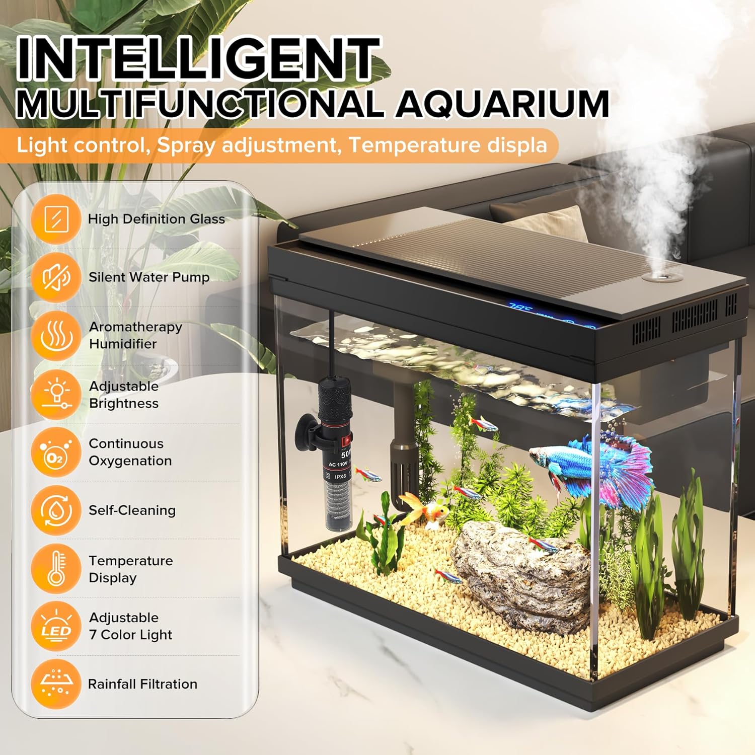 AUCT 12429 - $60 Vehipa Fish Tank, 2.4 Gallon Fish Aquarium, Fish Tank St - Image 2