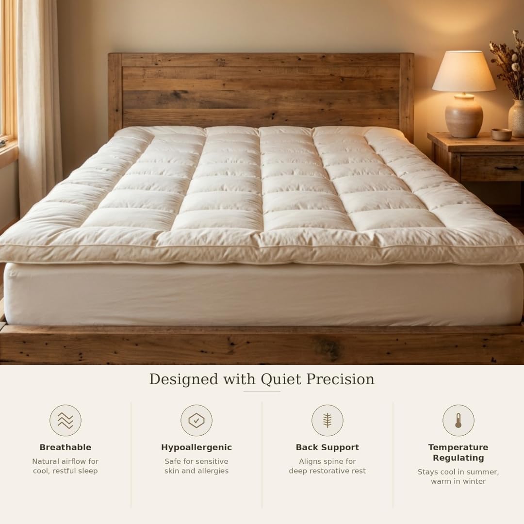 AUCT 14220 - $155 100% Merino Wool Mattress Topper for Back Pain Relief N - Image 2