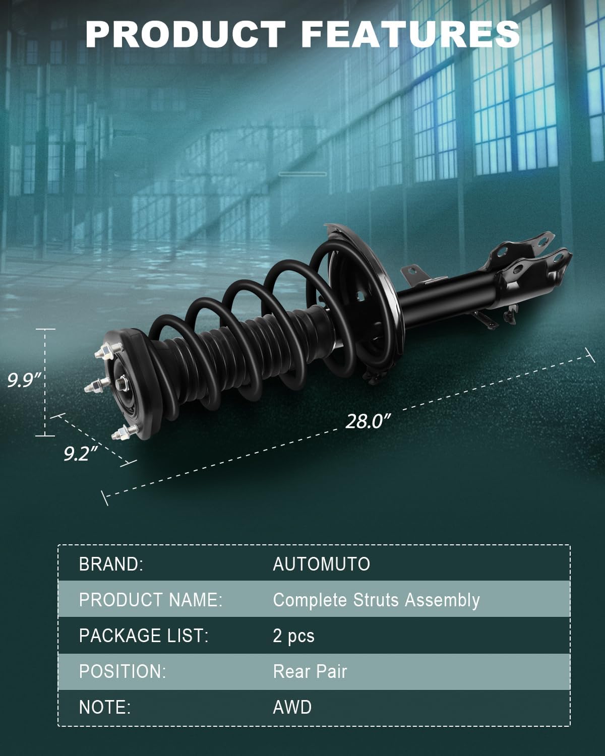 AUCT 14337 - $143 AUTOMUTO Rear Pair Complete Struts Spring Assembly Shoc - Image 3