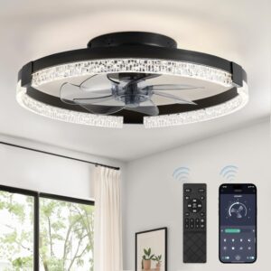 AUCT 13665 - $60 LEDIARY Ceiling Fans with Lights, Low Profile Flush Moun
