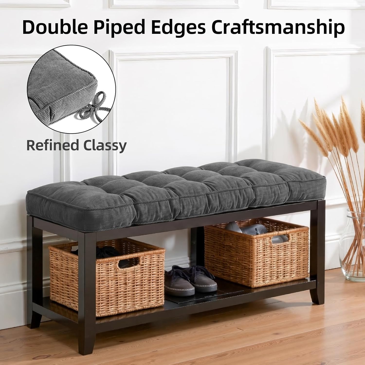 AUCT 12308 - Detiblue Bench Cushion for Indoor Furniture 45x18Inch Tufted - Image 2