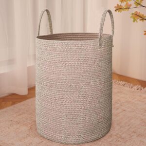 AUCT 13245 - JMvicyroam Large Woven Laundry Basket Hamper,60L Cotton Rope