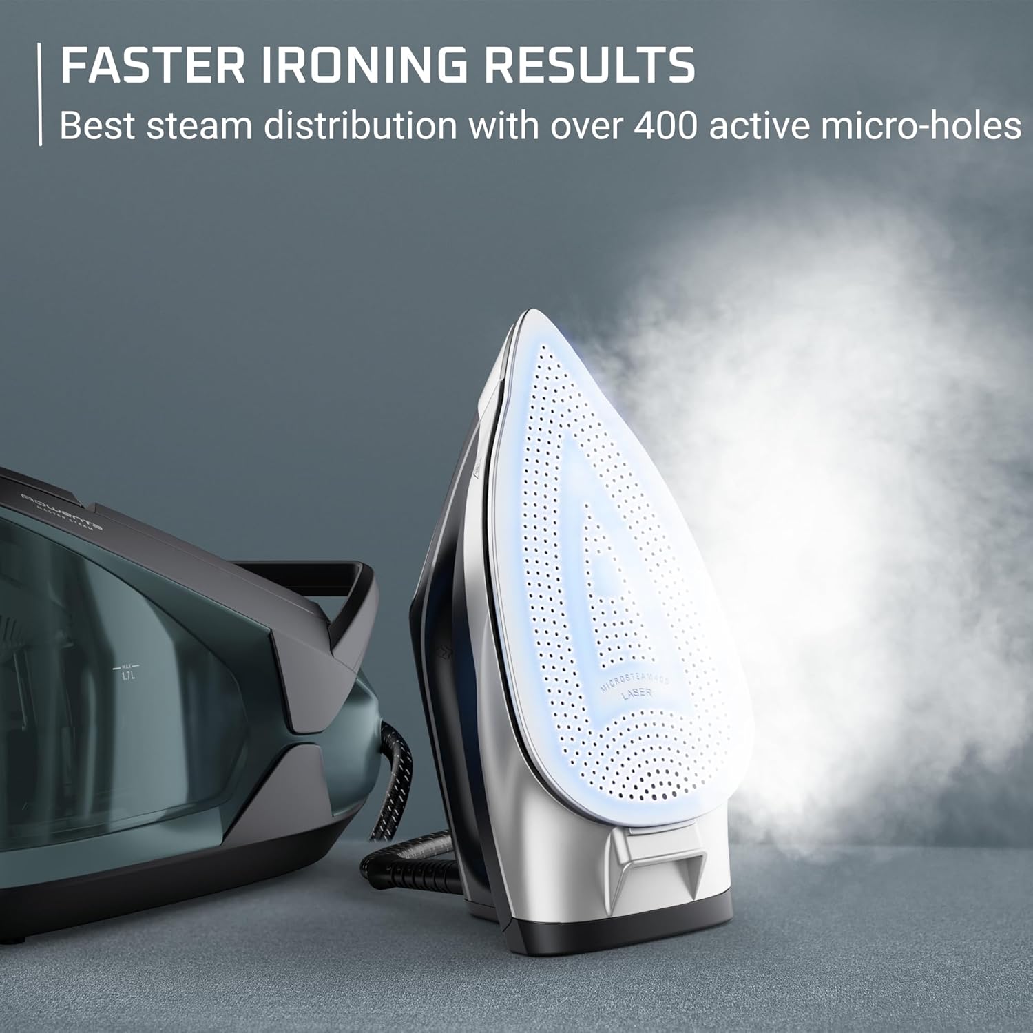 AUCT 13713 - $200 Rowenta Iron Steamer for Clothes Master Steam Station, - Image 2