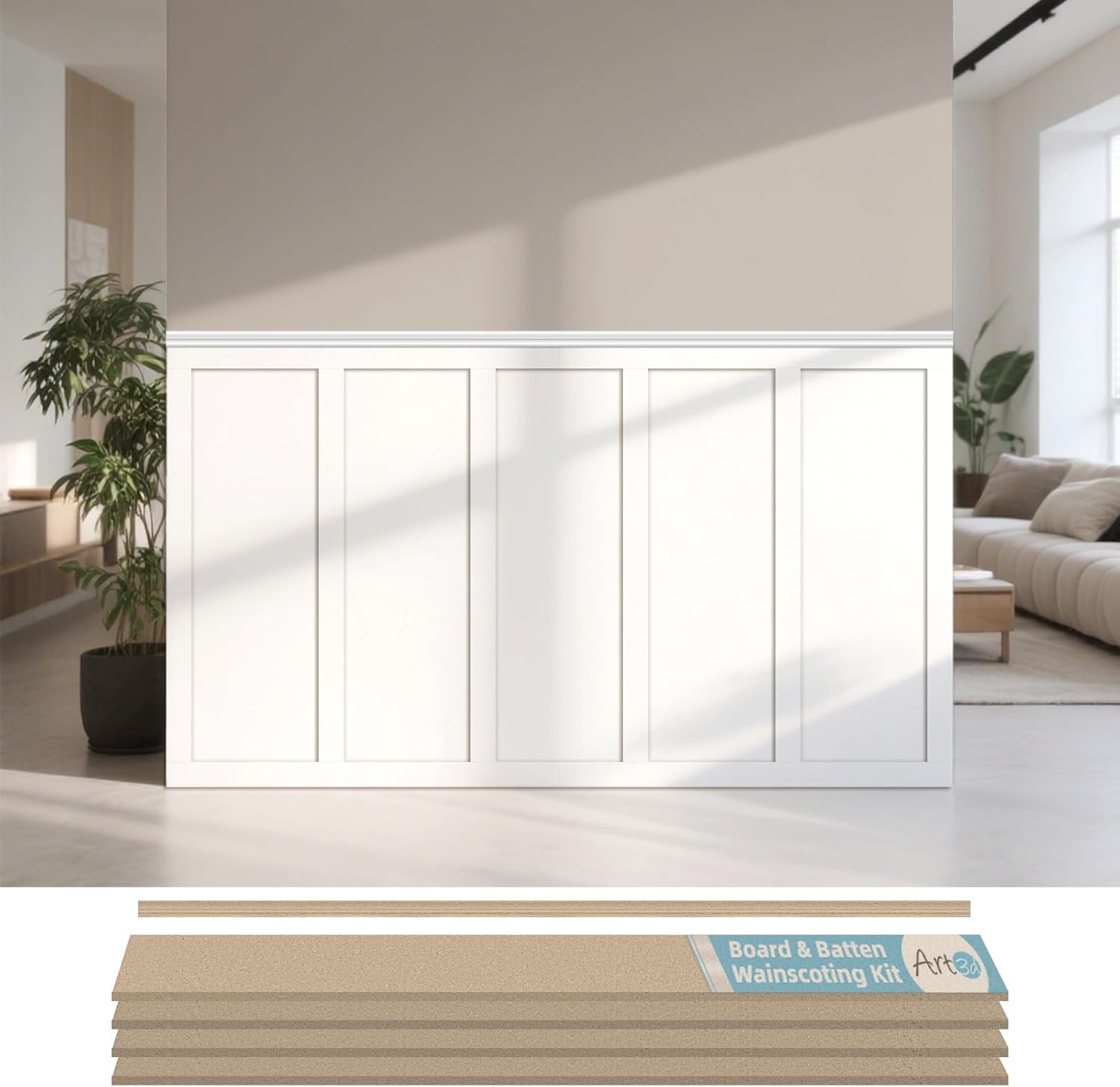 AUCT 14272 - $100 Art3d Premade Board and Batten Paintable Wainscoting Ki