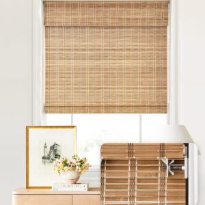 AUCT 14223 - $76 LazBlinds No Tools No Drill Cordless Bamboo Roman Shades