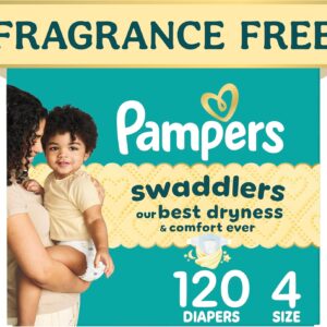AUCT 14301 - Pampers Swaddlers Diapers, Size 4 (15-34 lbs), 120 Count, Fr