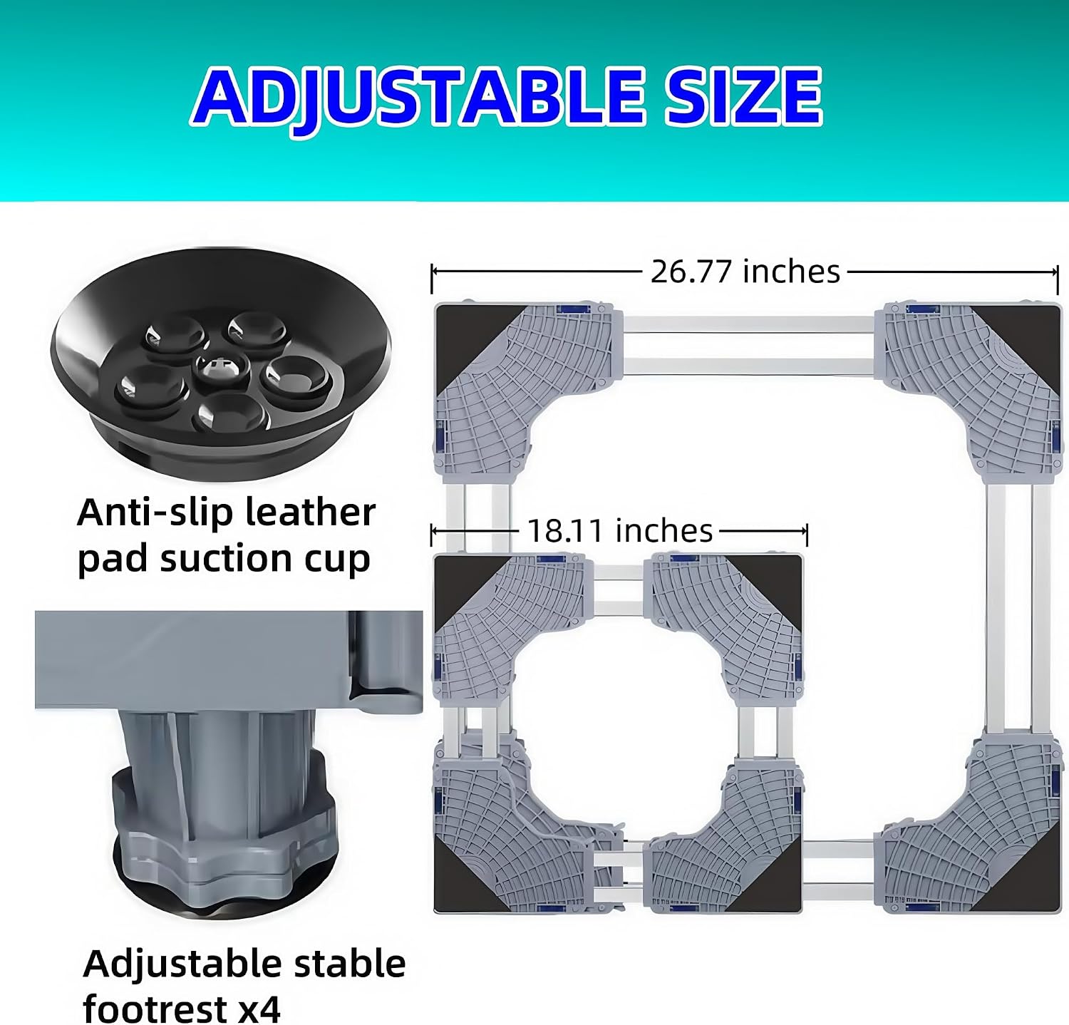 AUCT 14286 - Upgraded Double Fixed Rods, Heavy-Duty Adjustable Washer Sta - Image 3