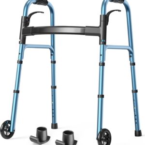 AUCT 13418 - $53 Walkers for Seniors, Folding Walker with Wheels and 2 Sk