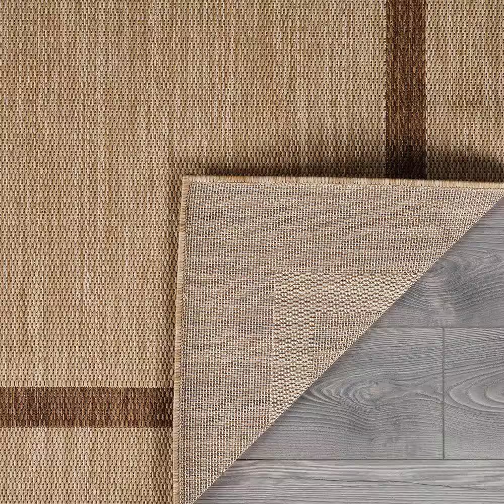 AUCT 14243 - $200 Waikiki Beige/Brown 9 ft. x 12 ft. Bordered Indoor Outd - Image 4