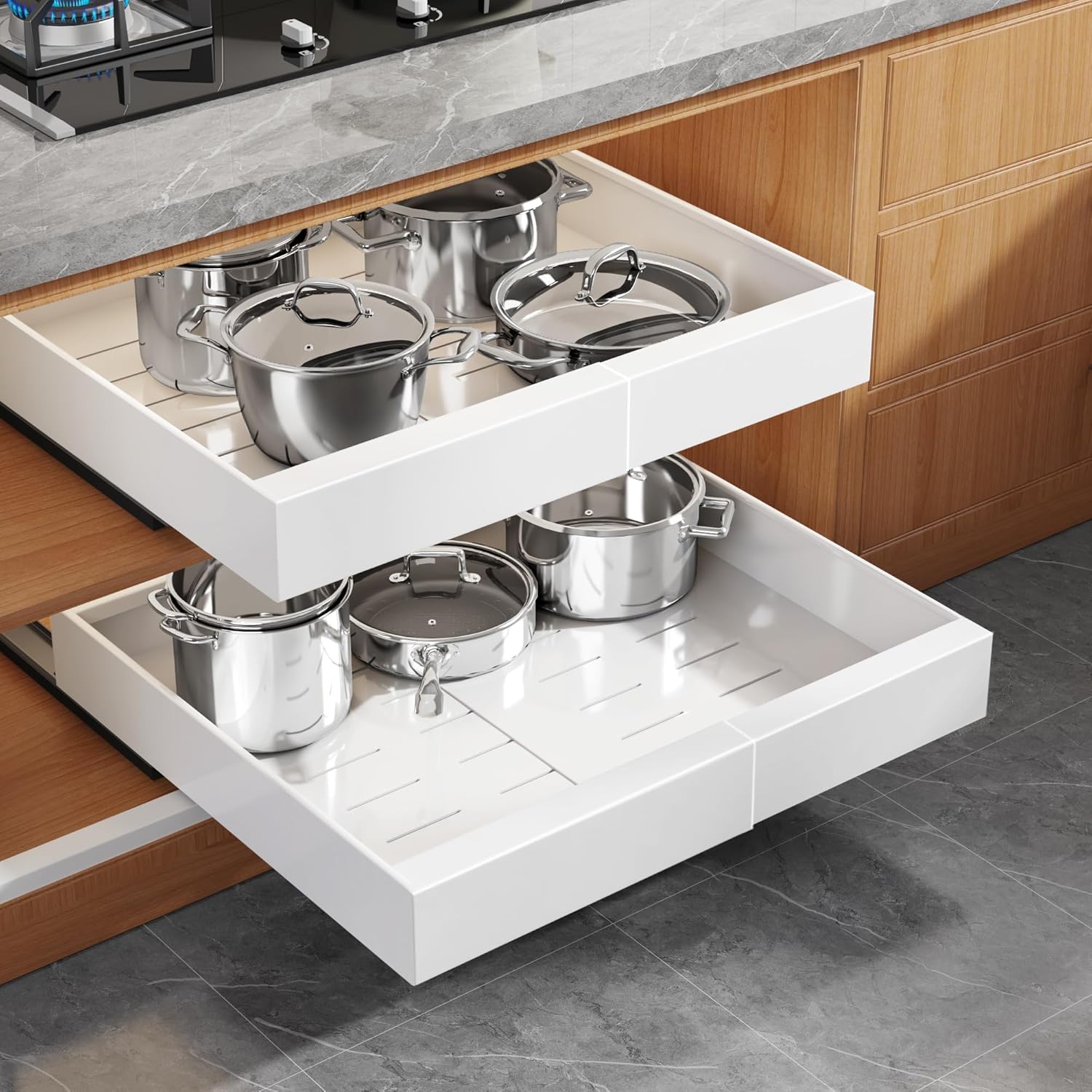 AUCT 12881 - Seinloes 1 Pack Expandable Pull Out Cabinet Organizer 21" De