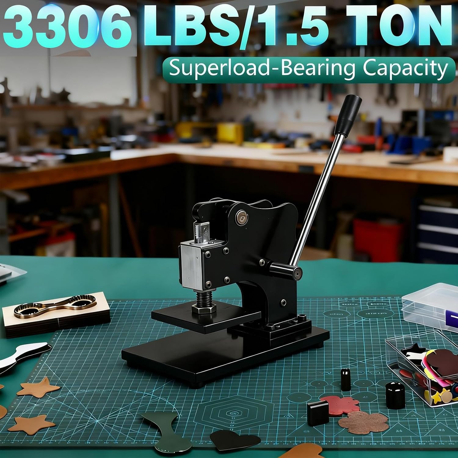 AUCT 14281 - $130 1.5 Ton Leather Cutting Machine,12x9cm Leather Hand Pre - Image 3