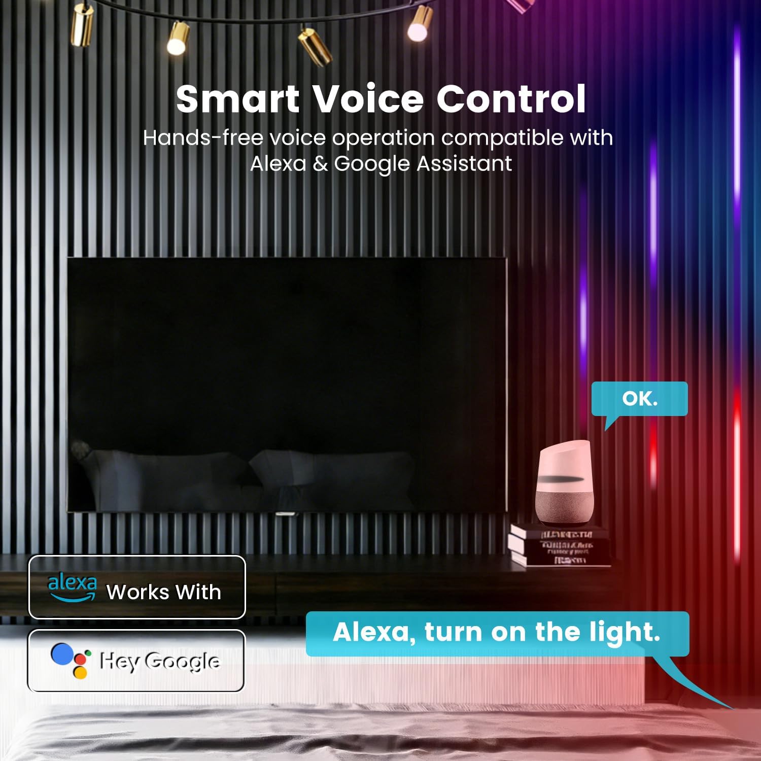 AUCT 14305 - $62 6 Pcs RGB+IC Slat Wall LED Lights for Acoustic Panels, W - Image 2