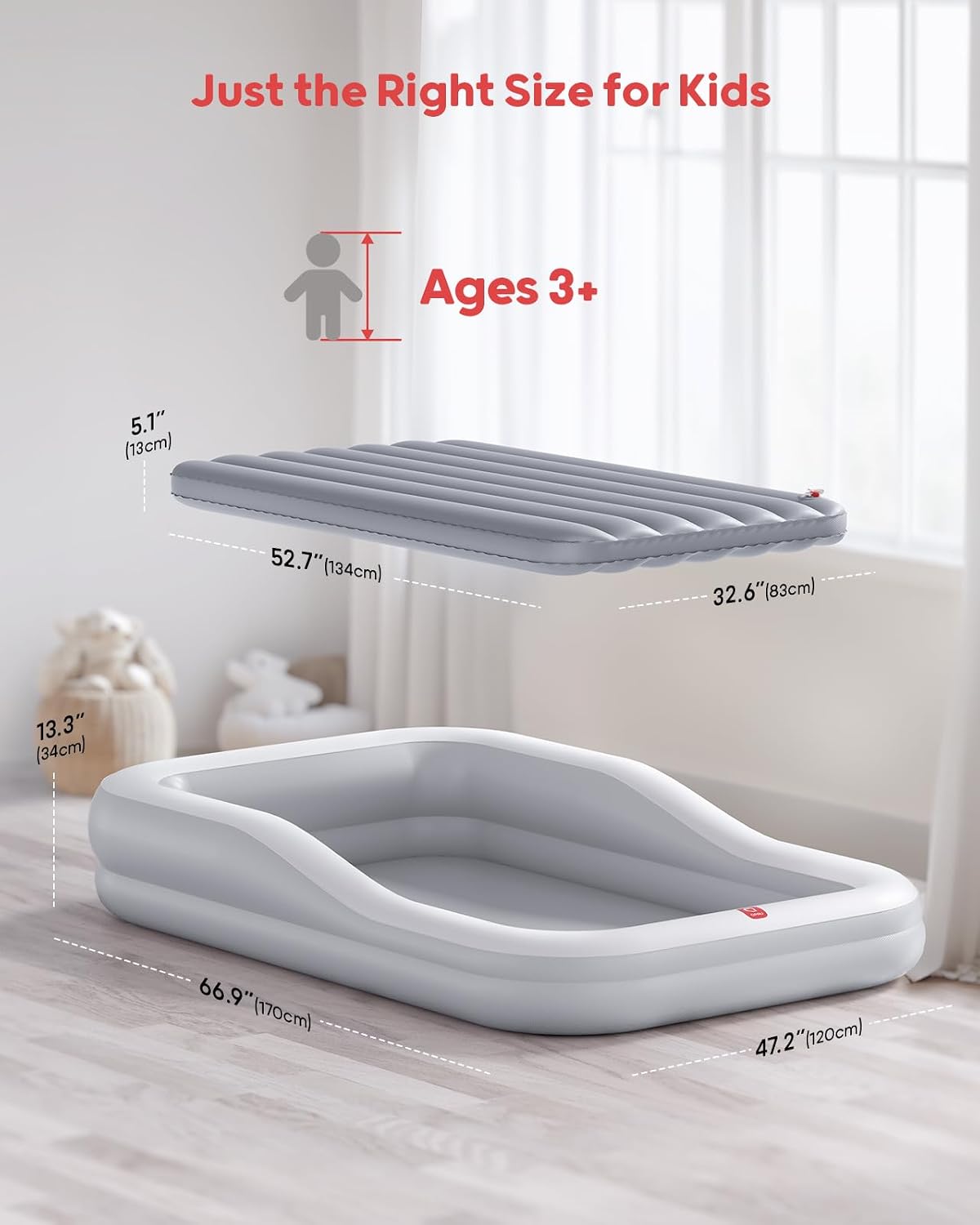 AUCT 13394 - $63 QPAU Inflatable Portable Kids Air Mattress, Ideal for Ho - Image 3