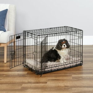 AUCT 14209 - $79 MidWest Double Door iCrate Metal Dog Crate, Includes Lea