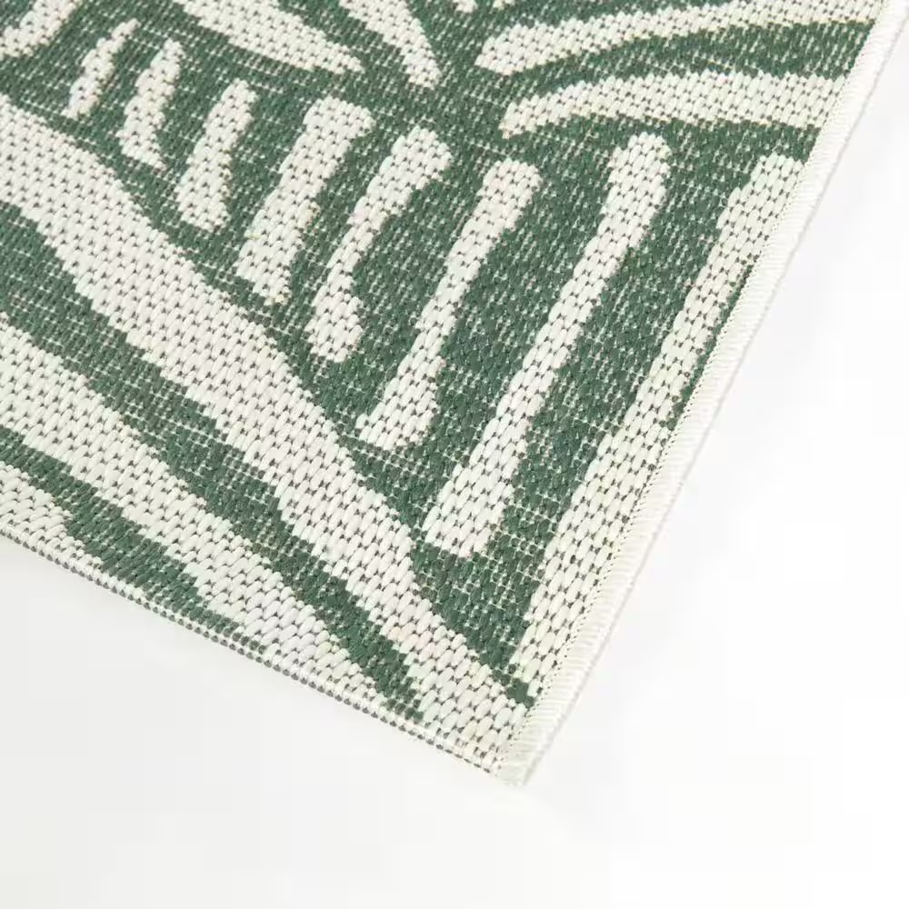 AUCT 14259 - $123 Hampton Bay Green 8 ft. x 10 ft. Palm Indoor/Outdoor Ar - Image 4