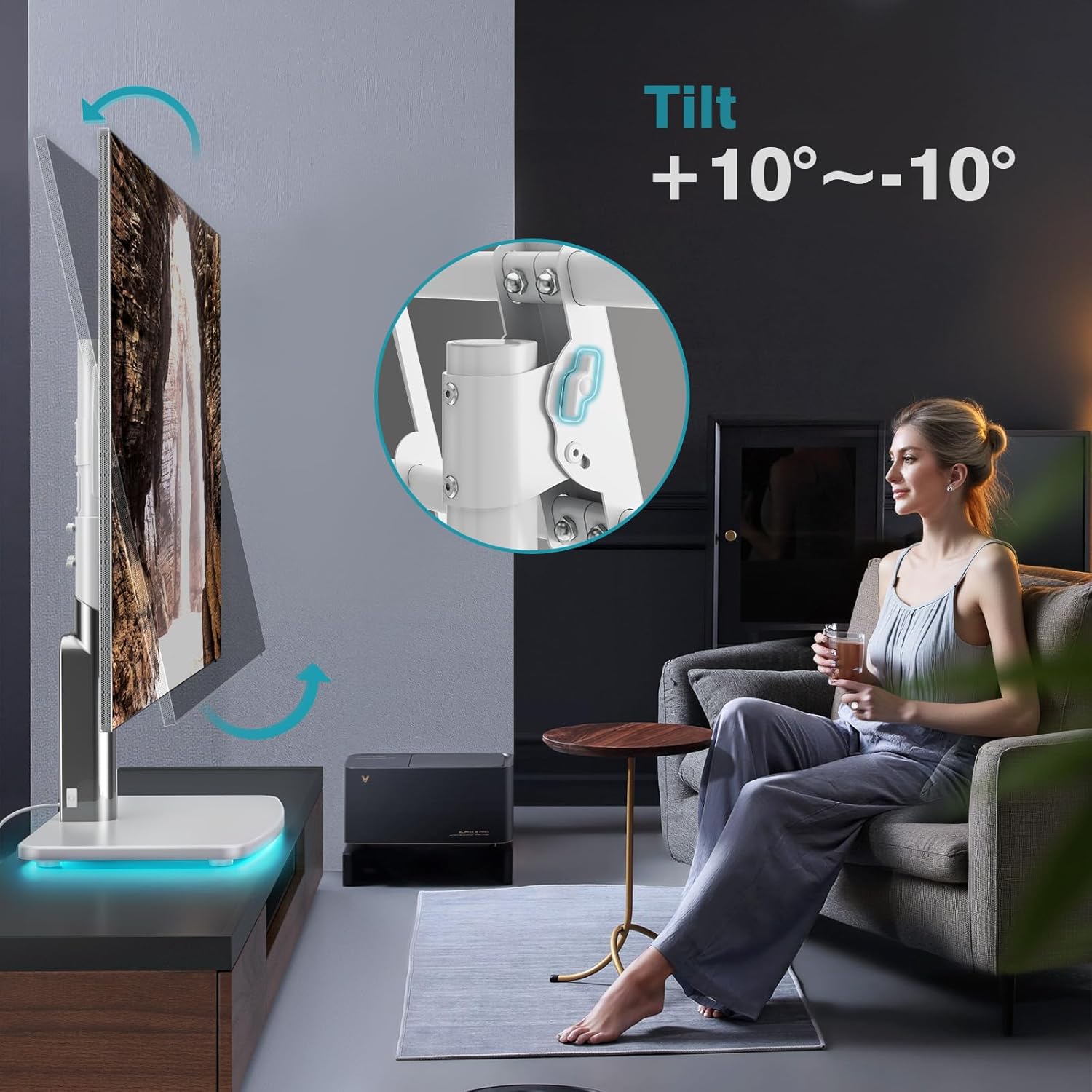 AUCT 13242 - $95 Universal TV Stand Tabletop TV Mount with Power Outlet f - Image 3
