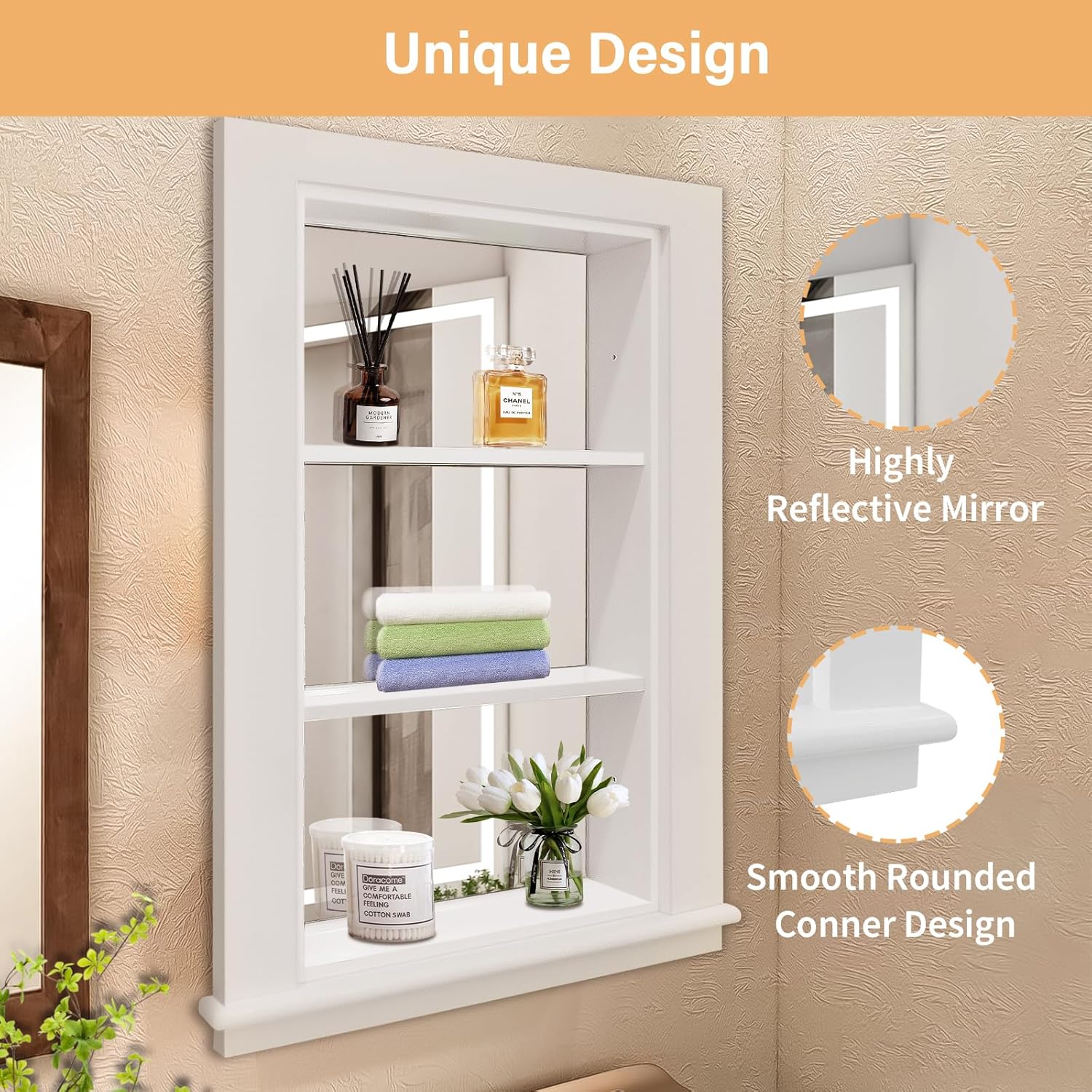 AUCT 12175 - $130 14 x 24 Recessed Medicine Cabinet, White Bathroom Wall - Image 4