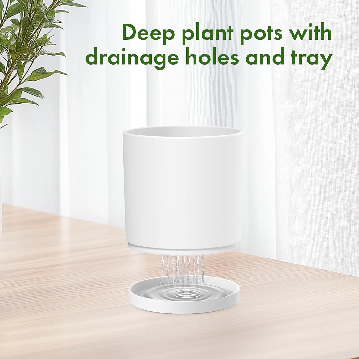AUCT 13237 - $70 Meowell 12/10/8 inch Large Plant Pots, 3 Pack Deep Cylin - Image 4