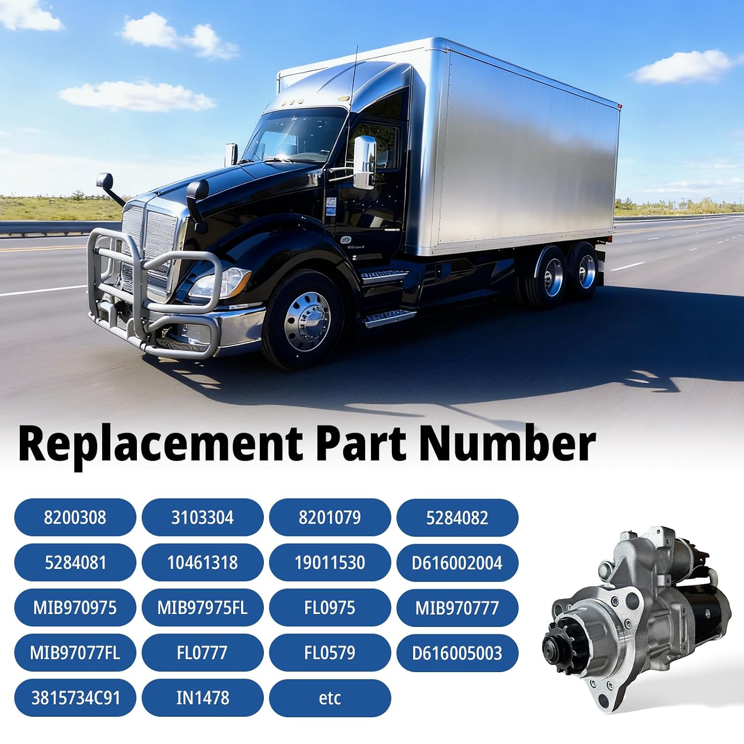 AUCT 14354 - $233 8200308 New 12V 39MT Truck Starter Motor Compatible wit - Image 2