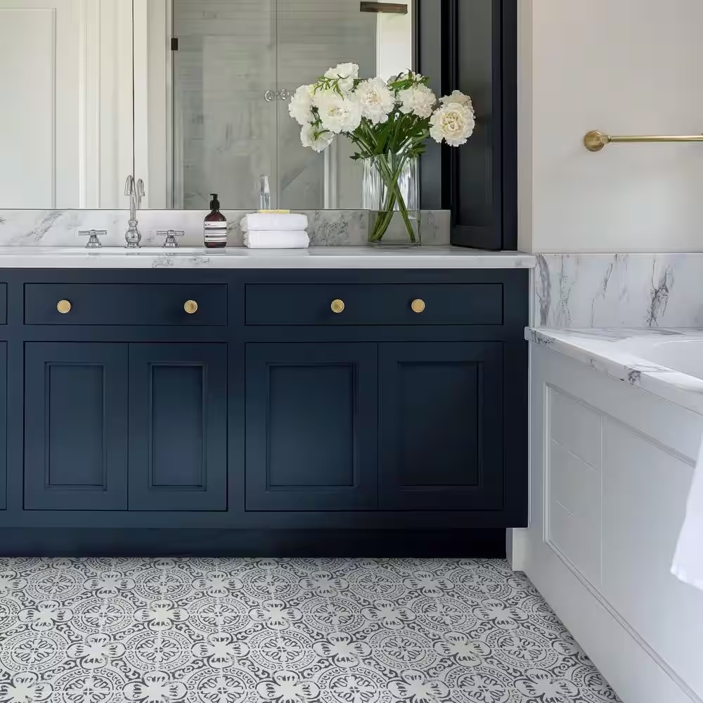AUCT 13167 - Indigo 8 in. x 8 in. Matte Porcelain Encaustic Floor and Wal - Image 3