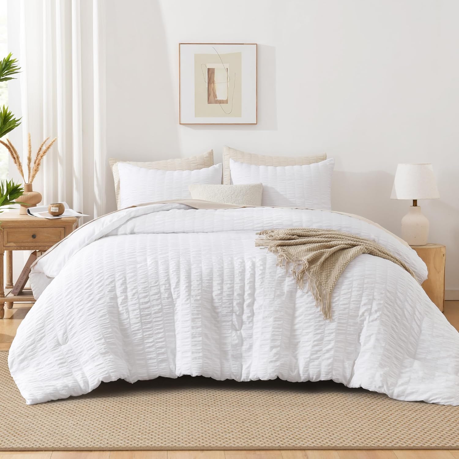 AUCT 12359 - AveLom Seersucker Queen Comforter Set (90x90 inches), 3 Piec - Image 2