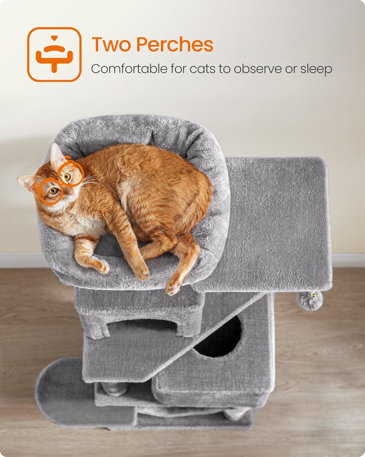 AUCT 12135 - $60 Feandrea Cat Tree, 59.5-Inch Tall Cat Tower, Plush Multi - Image 4