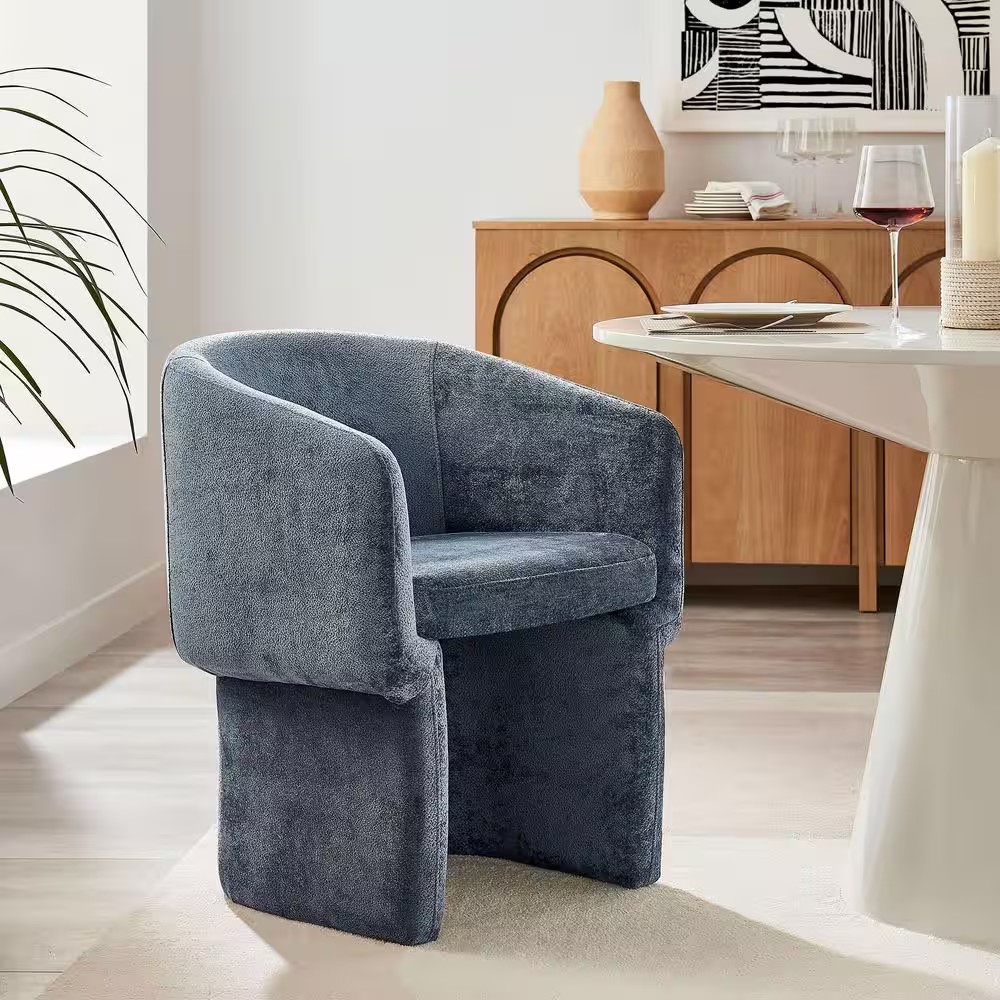 AUCT 14262 - $256 MODWAY Verity Modern Chenille Barrel Dining Chair in Sl - Image 2