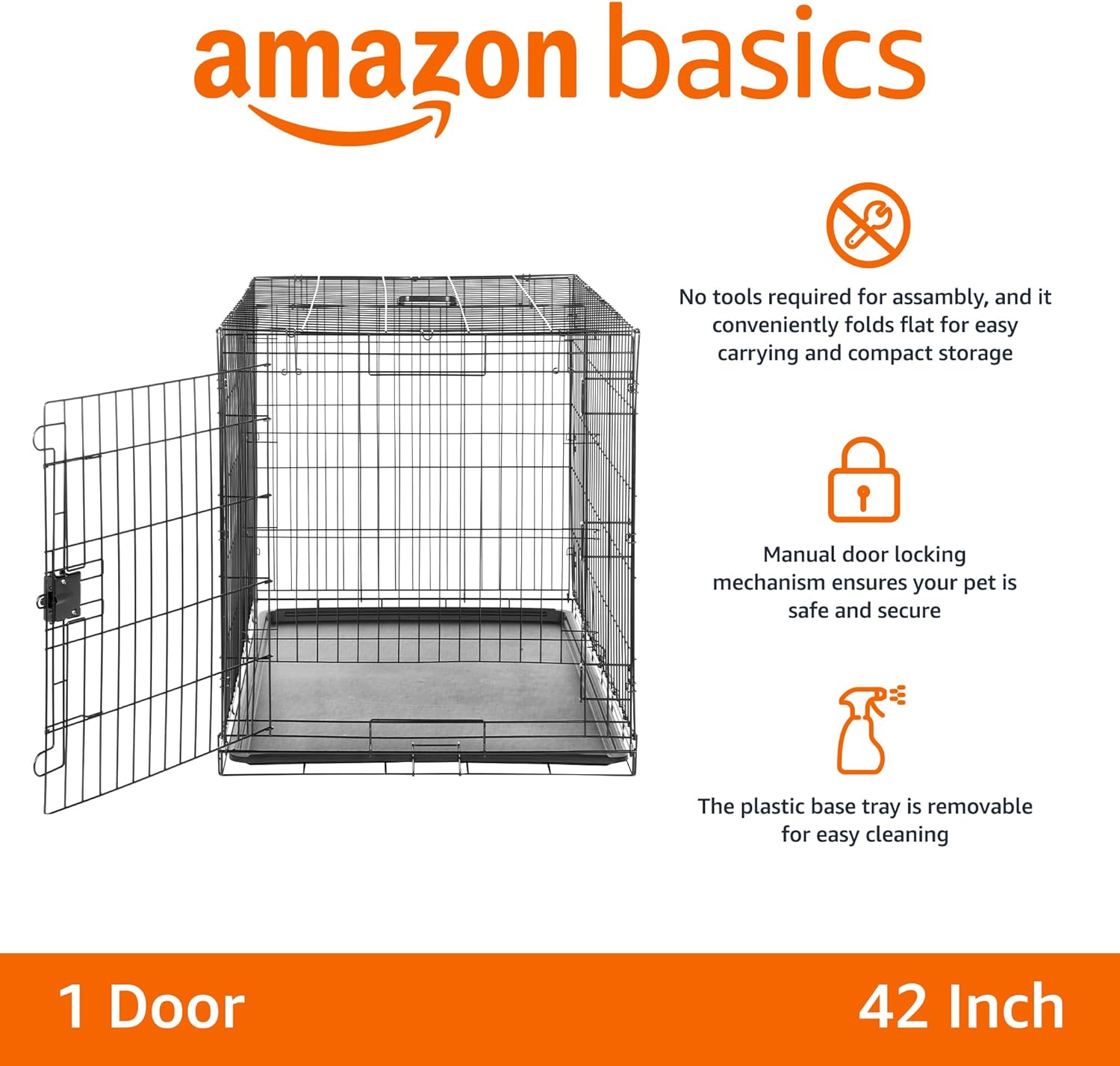 AUCT 12166 - $71 Amazon Basics Durable, Foldable Metal Wire Dog Crate wit - Image 2