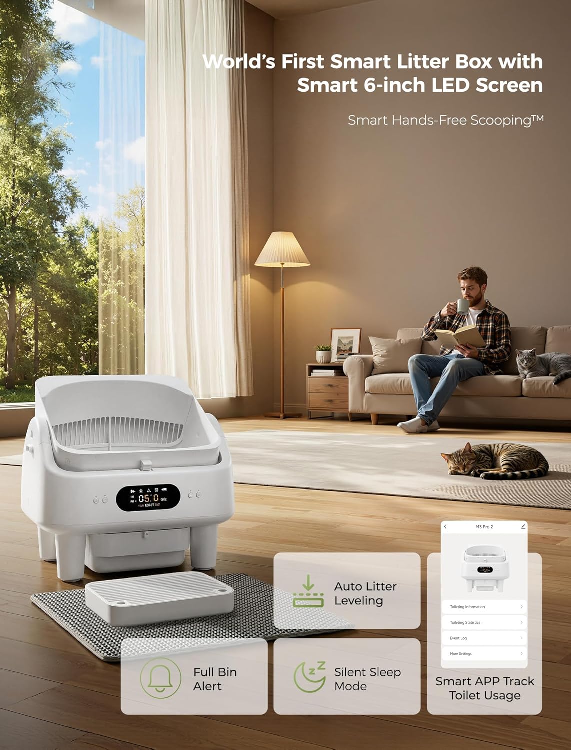 AUCT 12097 - $300 Automatic Litter Box, Cypcat Smart Self Cleaning Cat Li - Image 2