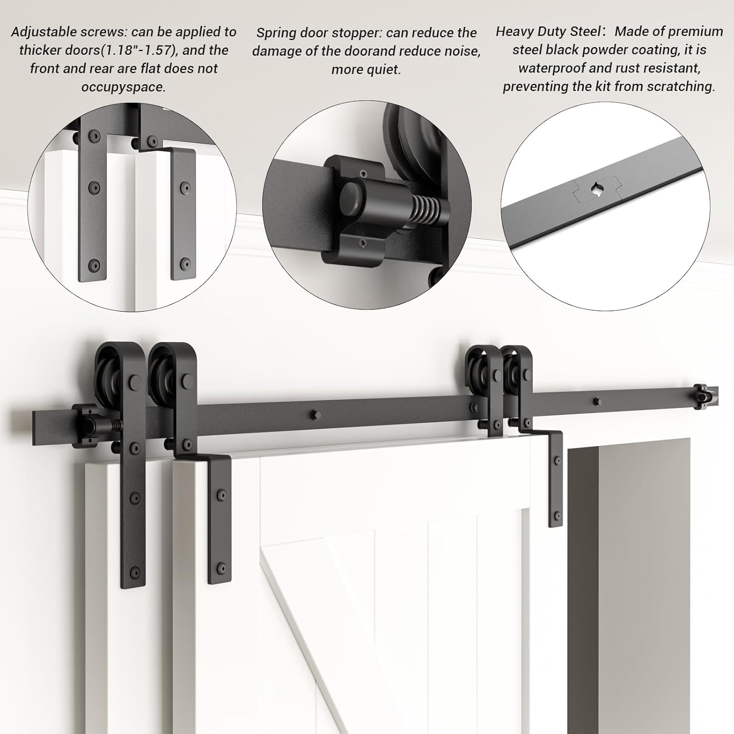 AUCT 13725 - $58 6FT Bypass Sliding Barn Door Hardware Kit, Combination T - Image 2