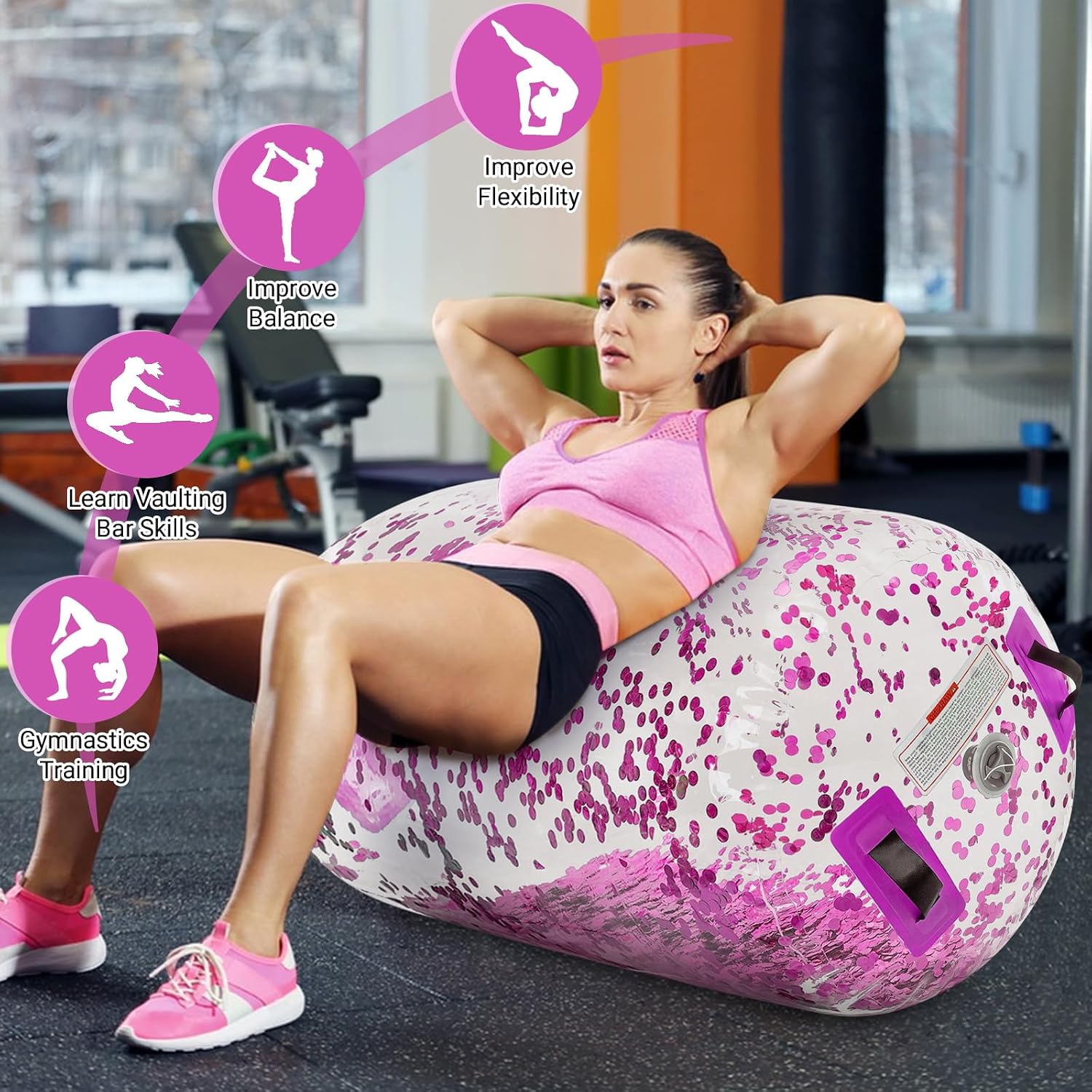 AUCT 13232 - $70 Estgora Gymnastics Barrel Inflatable Tumbling Air Roller - Image 3