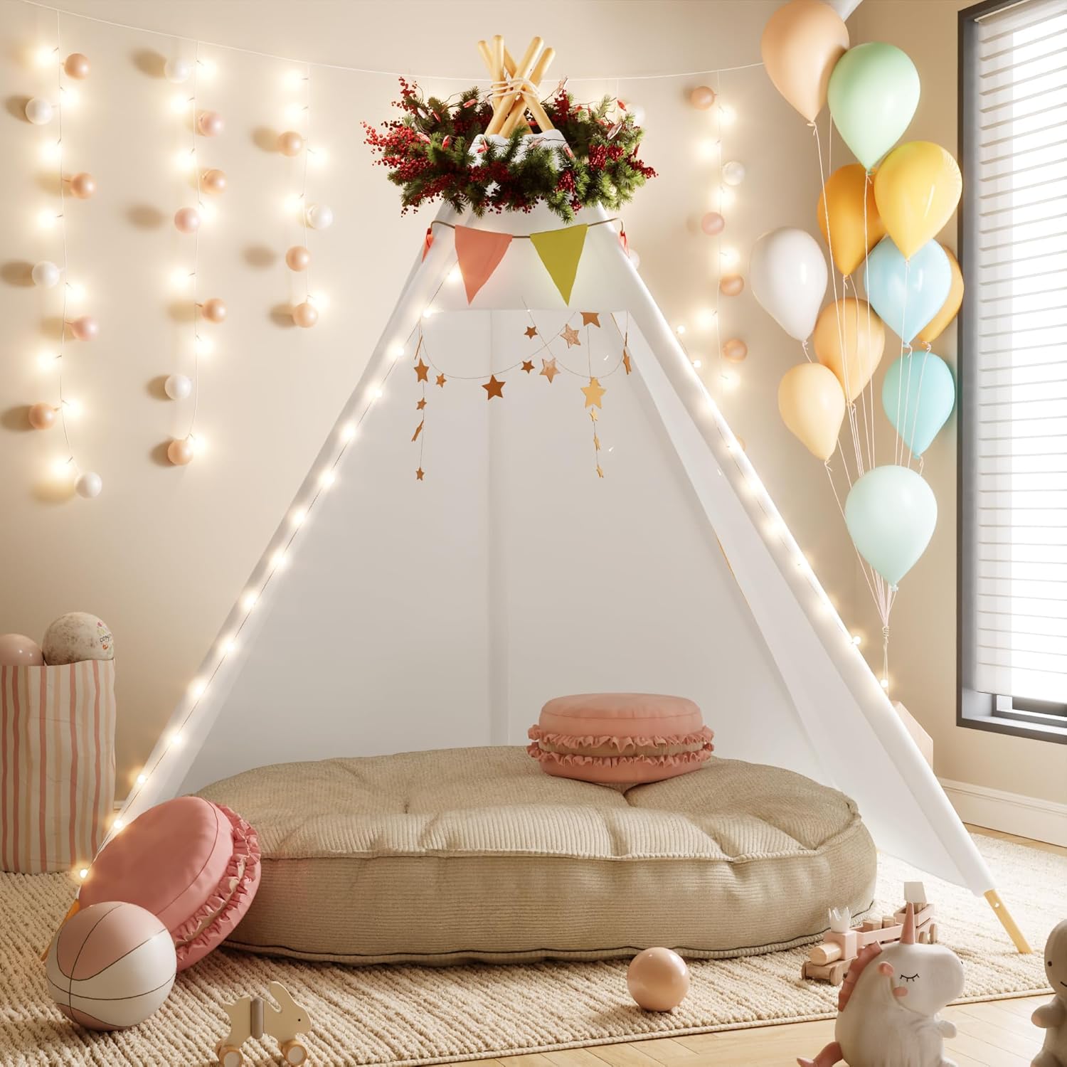 AUCT 12349 - $86 Betterhood 7' Large Teepee Tent for Adults, Play Tent wi - Image 2
