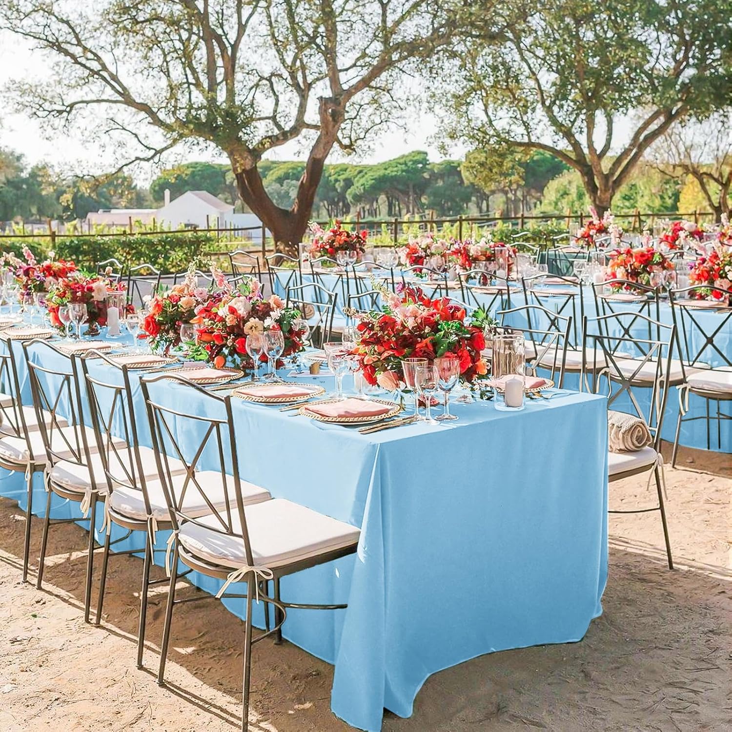 AUCT 13432 - $107 10 Pack Light Blue Tablecloths for 6 Foot Rectangle Tab - Image 3
