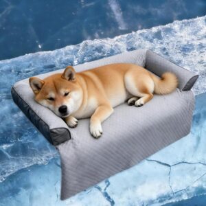 AUCT 13459 - GGIB Cooling Dog Bed Mat with Bolster Pillow Washable Dog Co