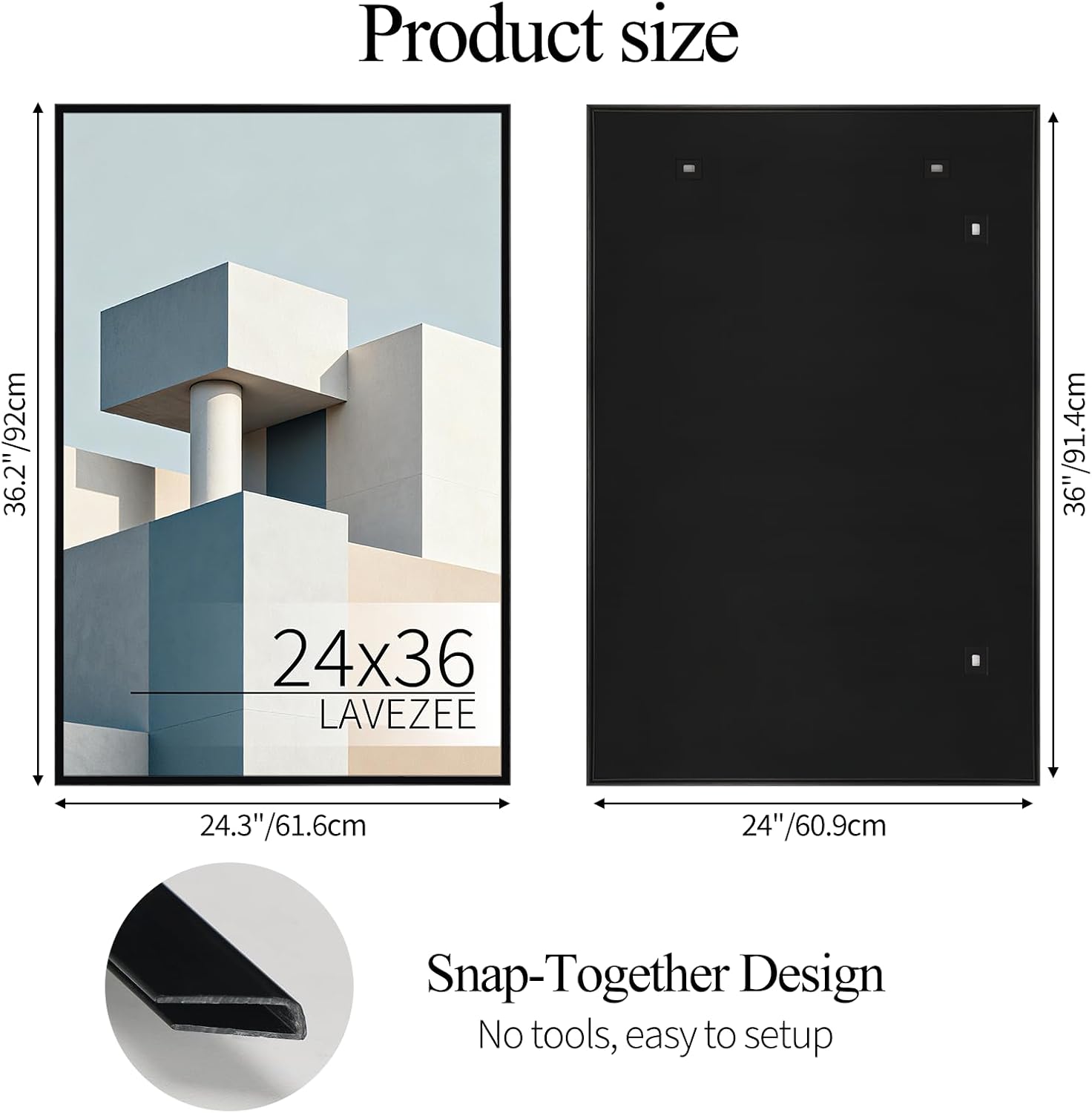 AUCT 14384m - Lavezee 24x36 Poster Frame Black, Lightweight 24 x 36 Poster - Image 2