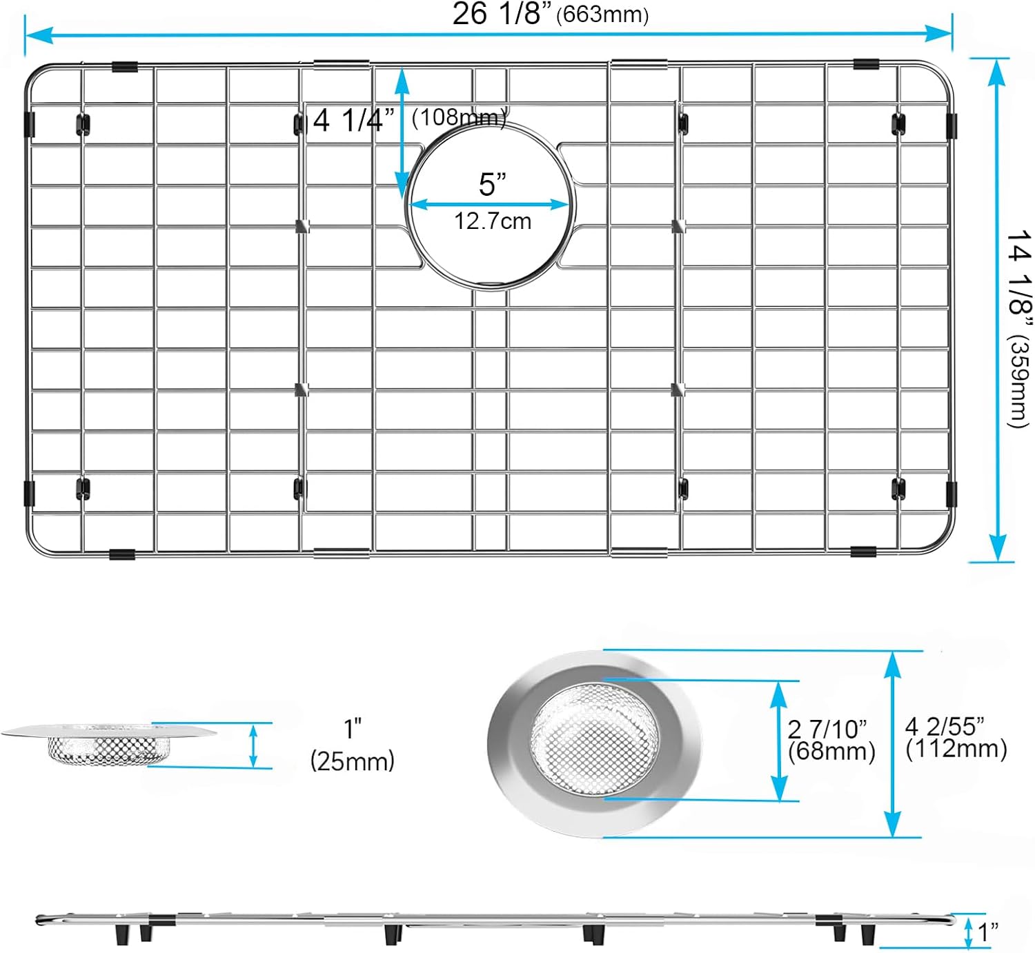 AUCT 14287 - iPEGTOP Sink Bottom Grid, Stainless Steel Sink Protector 26- - Image 3