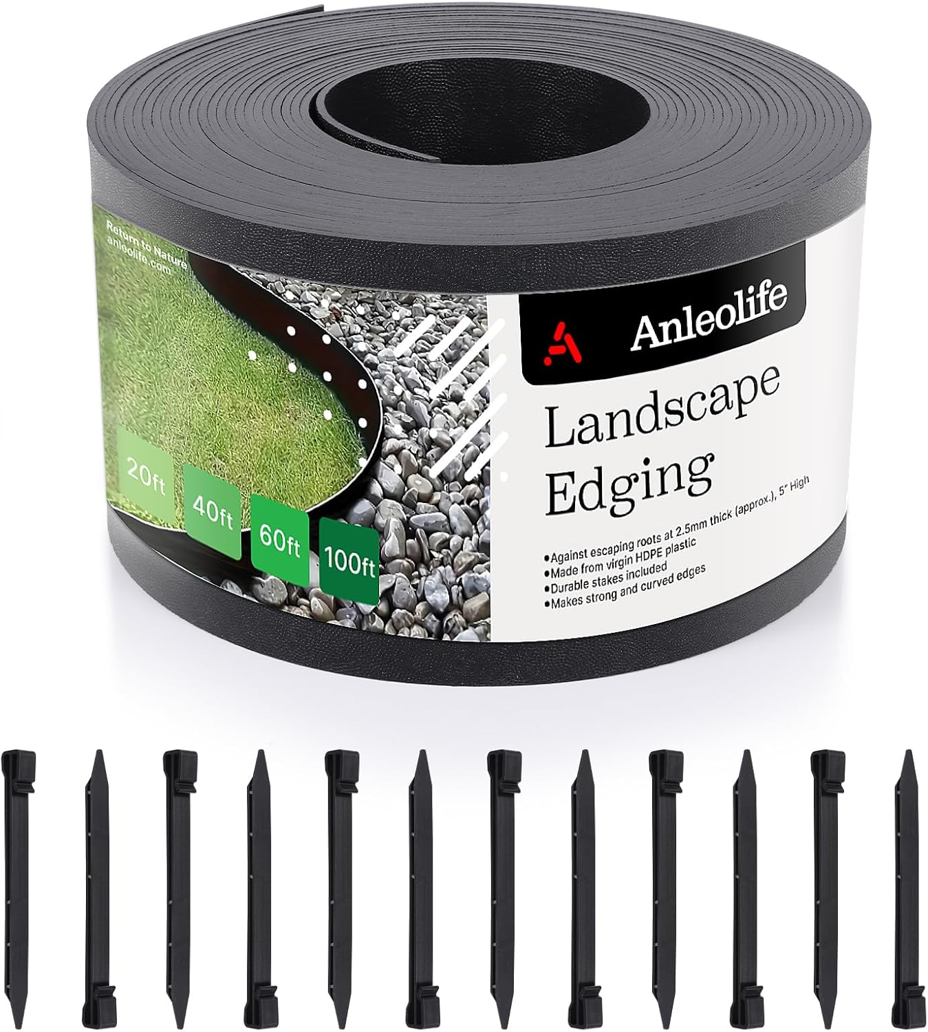 AUCT 13039 - $74 A ANLEOLIFE 100FT Flexible Plastic Landscape Edging Coil