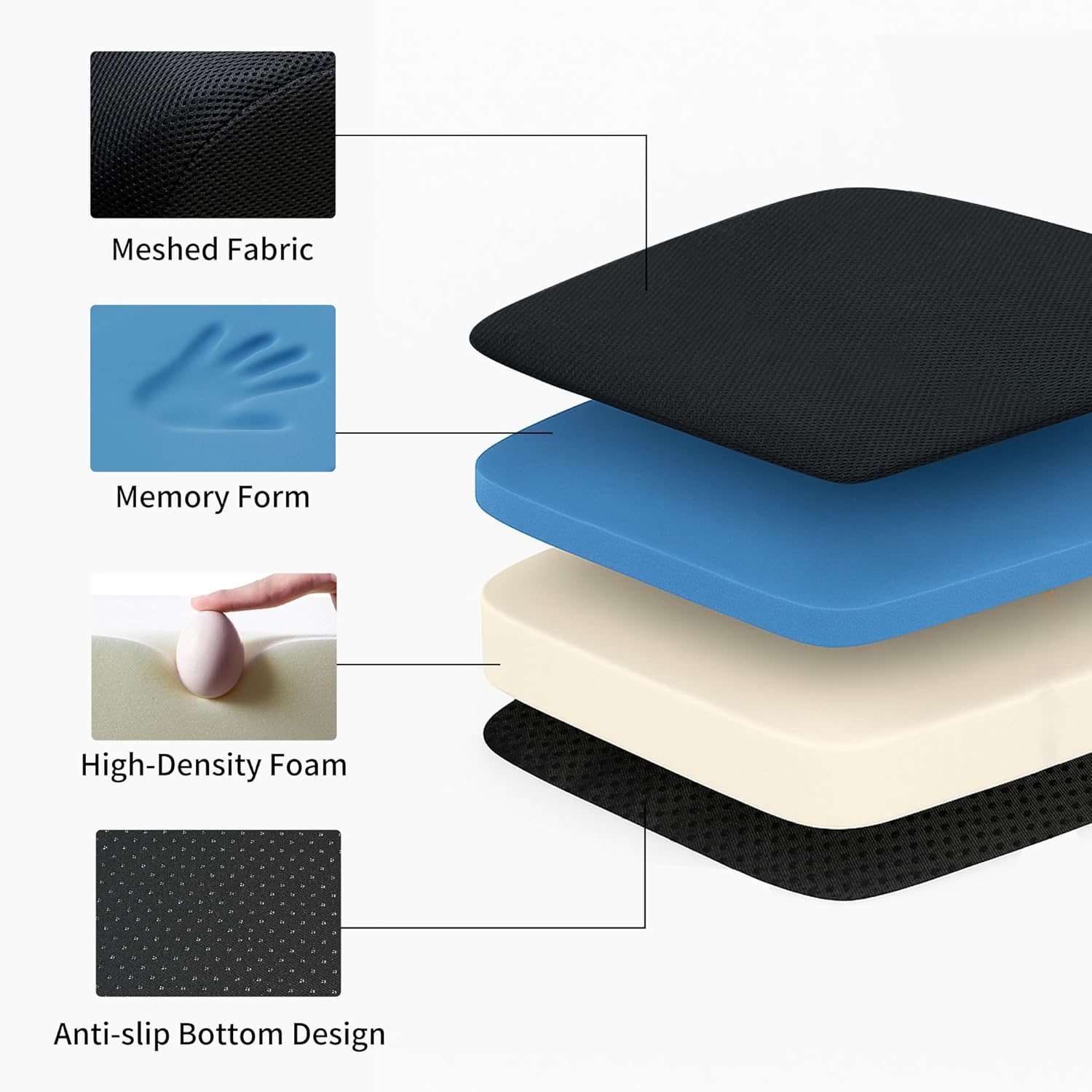 AUCT 13346 - 6" Extra Thick Memory Foam Office Chair Cushion 2-Layer Bo - Image 4