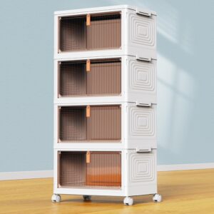 AUCT 13422 - YFXCVSL 4 Tier Plastic Storage Bins with Lid 23QT, Stackable