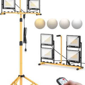 AUCT 13298 - $70 32000 Lumen LED Work Light with Stand & Remote, 4-Head 2
